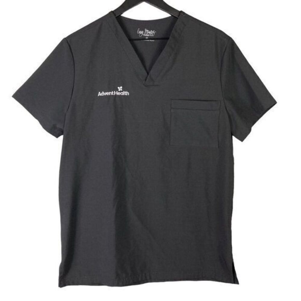 Easy Stretch Scrub Top Size XS Womens Black Shirt medical Uniform V‎ Neck Nurse